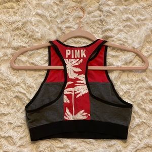 PINK palm tree sports bra